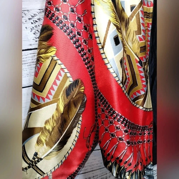 Southwest Pizazz Vintage Native Feather Design Bomber Jacket Western Maximalist - Picture 4 of 8